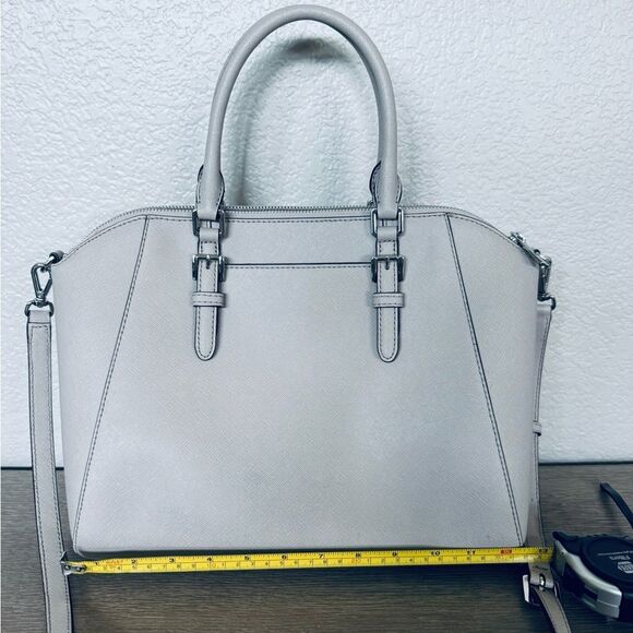 Michael Kors Gray Silver Large Crossbody Satchel Shoulder Bag Purse - Picture 4 of 8